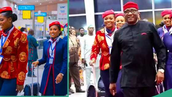 Lagos to London Direct Flight: Man Reacts to Isiagu Dress as Air Peace Crew Enters Gatwick Airport