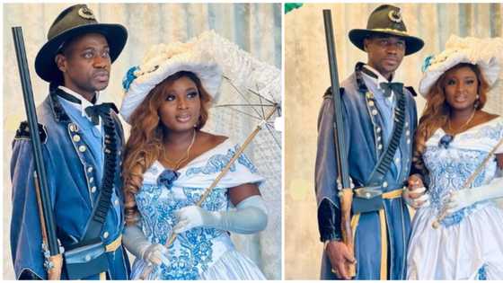 Lateef, Mo Bimpe are King Arthur and Queen Guinevere in 6-months wedding anniversary shoot