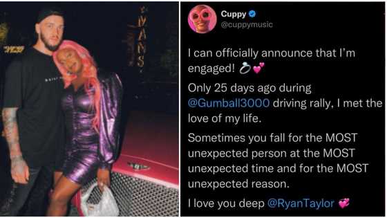 “We only met 25 days ago”: DJ Cuppy officially announces engagement, tags wrong man instead of Ryan Taylor