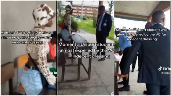 "I'm comfortable in it": Lady with school bag tells Uniport's VC, he gets angry over indecent dressing