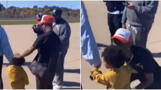 "He suppose give am knock for head": Funny reactions as Wizkid's Zion snubs, pushes him away in viral video