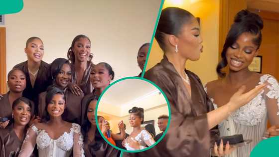 JP2025: Priscy finally makes first appearance in white wedding outfit with bridesmaids, video trends