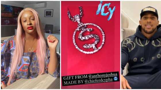 Anthony Joshua gifts DJ Cuppy a diamond-encrusted neckpiece, she shares photo