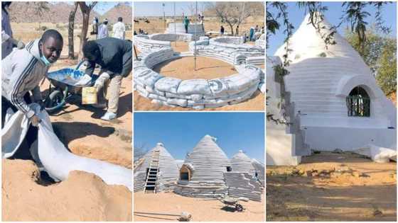 Viral photos show building constructed with bags of sands, many people react