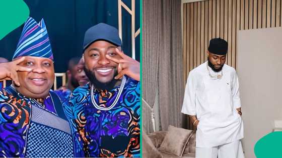 Okoya @ 85: Davido, his uncle excitedly do their signature dance as they meet at billionaire's party