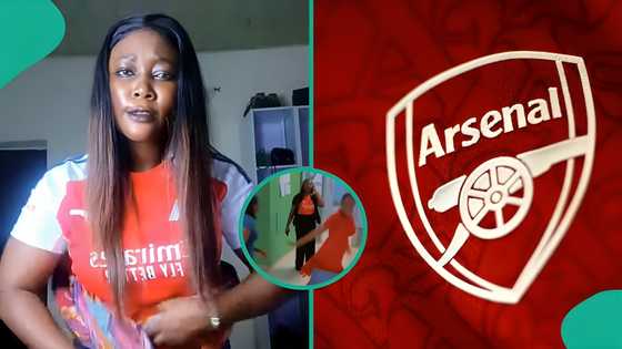 Lady rocks Arsenal Jersey to office following club's Premier League title win, colleagues react