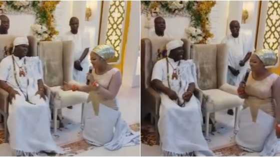 Your wives will multiply in the palace: Ooni of Ife bursts into laughter as wife kneels to pray for him