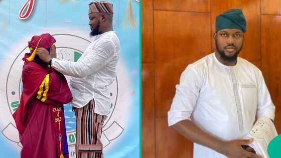 Man in awe as wife who's a mother of 2 bags first-class degree in her master’s programme