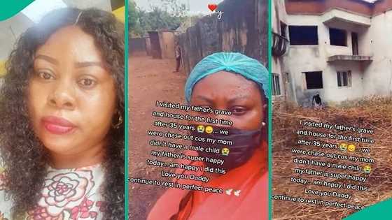 35 years after she was chased out of father's house, lady returns home, visits dad's graveside