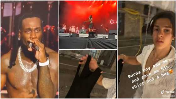 Oyinbo man travels from his country to Sweden to see Burna Boy sing, keeps front spot 4hrs before show in clip