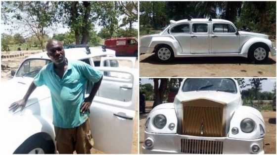 Much talented Nigerian man turns Beetle car into Rolls Royce replica, photos go viral