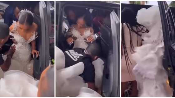 Video of bride struggling to fit her bulky wedding dress into car sparks reactions