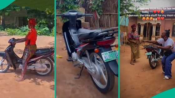 Woman falls to ground as her daughter gifts her new motorbike in emotional video, people react