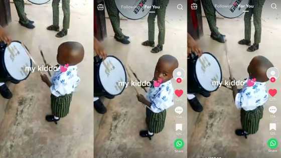 Little boy in school nniform plays drum like a pro without looking, video goes viral on Tiktok