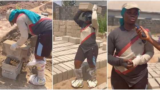 "You are a strong woman": Nigerian lady shuns hook up, moulds blocks to earn cash, video inspires TikTok users