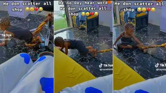 Na Gaji: Mahaifiya Ta Ɗaure Ƙafar Ɗanta a Kujera Saboda Ɓarnar Da Yake Yi Mata a Shago