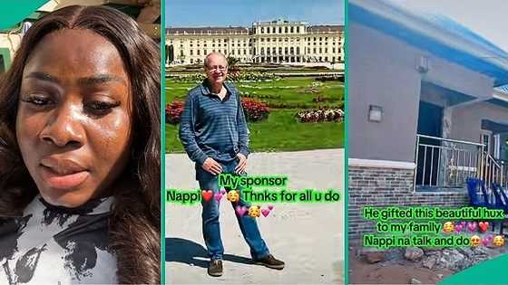 "Nappi na talk and do": Lady in relationship with oyinbo man hails him for building house for family