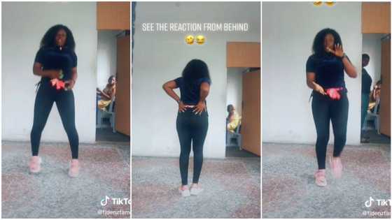 "I need another job o": Nigerian lady dances to Bandana song inside office, boss sees her in video