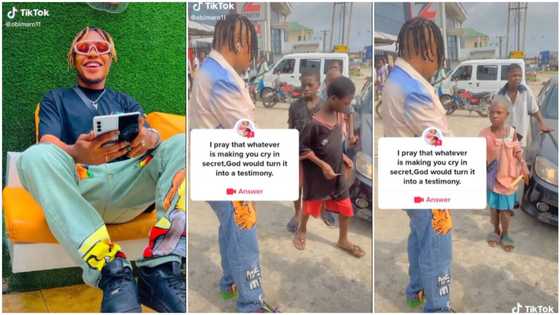 "May God bless you": Kids line up on the street, young Nigerian man gives them money in viral video