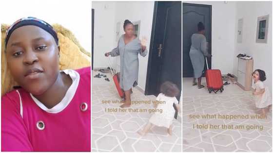 "Teach her to say sorry": Lady working as housegirl abroad pranks oyinbo kid at home, she cries in video
