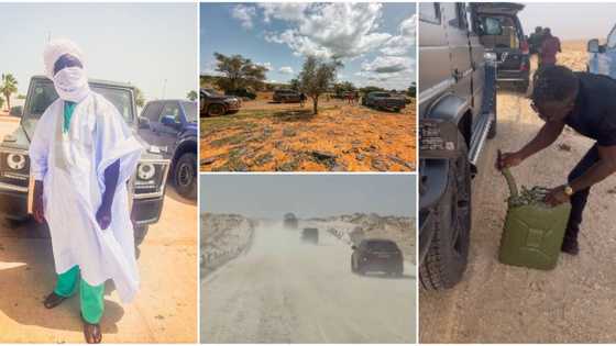 "You guys should wait for me": Photos, videos emerge as bold youths travel to London by car, stop in desert