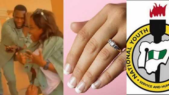 Valentine don start! Reactions as 'corper' proposes to his girlfriend at NYSC camp, girl jumps up in video