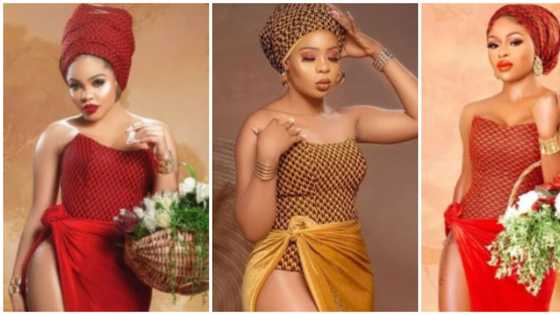 Beautiful style steal: Nengi's red ankara photoshoot recreated by 2 pretty ladies