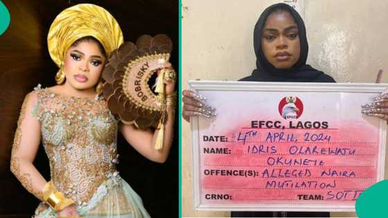 Lady recreates Bobrisky’s viral EFCC mugshot on school’s costume day: “Even the nails”