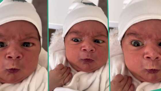 "Am I born rich or not?" Newborn baby squeezes face like adult, short video gets 43 million views