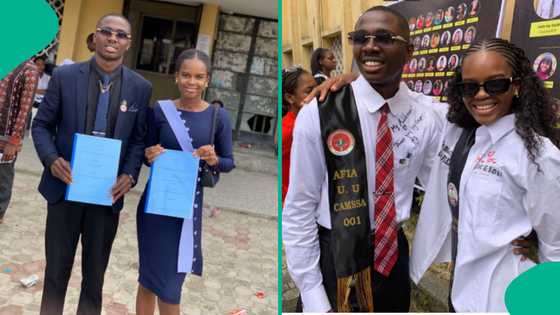 Lovebirds at University of Uyo graduate at same time, their photos melt hearts online