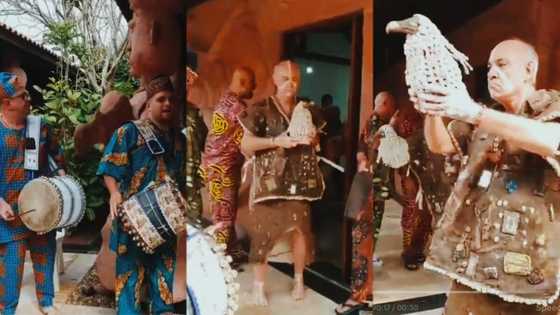 "Seriously I love this": Oyinbos perform Yoruba rites with drummers, dancers in video