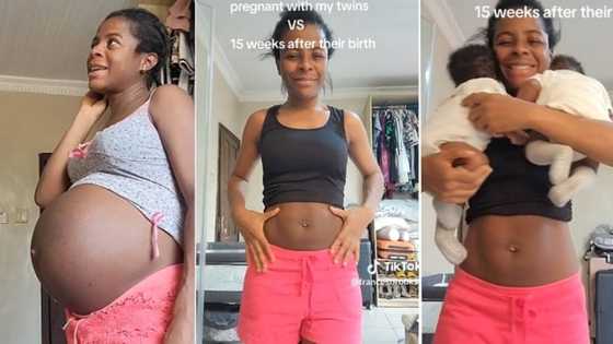 "Show us the way": Nigerian mother displays flat tummy after giving birth to twins, video stuns many