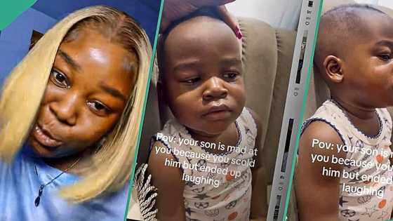 "This boy too like shakara": Little boy refuses to smile with mother who scolded him, video trends