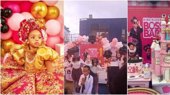 Celebrity kids storm lavish boss-baby-themed party of Toyin Lawani's daughter as she clocks one, videos emerge