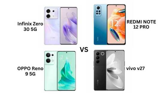 Infinix ZERO 30 5G, OPPO Reno 9 5G, VIVO V27, and Redmi NOTE 12 Pro: A Review