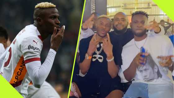 Osimhen shares bundle of cash as he parties at Boniface's birthday party in Lagos