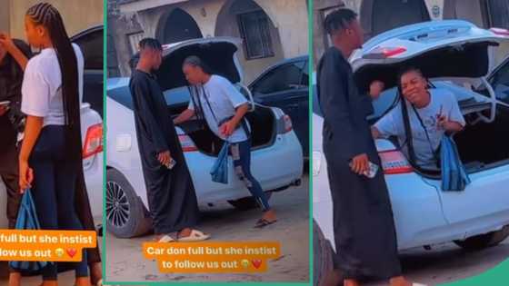"Understanding girlfriend": Lady enters boyfriend's car boot after his friends occupied the seats