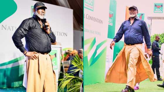 Dino Melaye claps back following criticism over his outfit at ADC convention: "In God I trust"