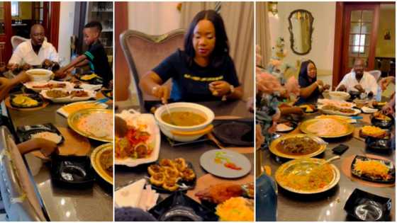 "That maid standing is also human": Reactions as Obi Cubana's wife shows off lavish and luxurious Easter feast