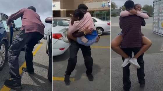 "Who's cutting onions?" Girl jumps on father, hugs him tightly as he pays her surprise visit in school