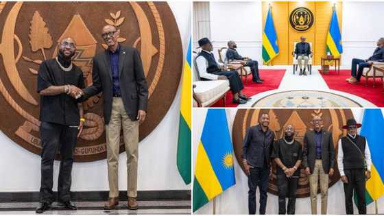 "E be like Baba mean am o, na till 2024": Photos of Davido meeting Rwandan president, Paul Kagame, trends