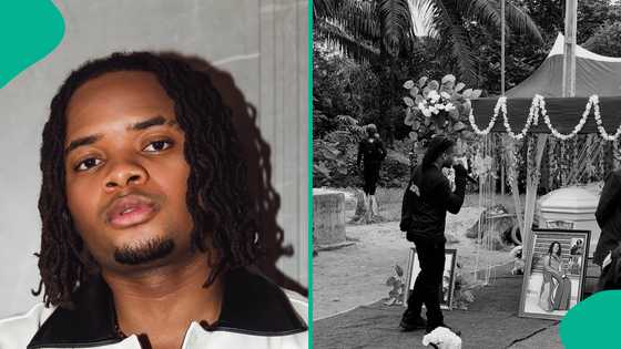 Video of Crayon's emotional reactions at late mum's burial trends: "Losing loved one hits different"