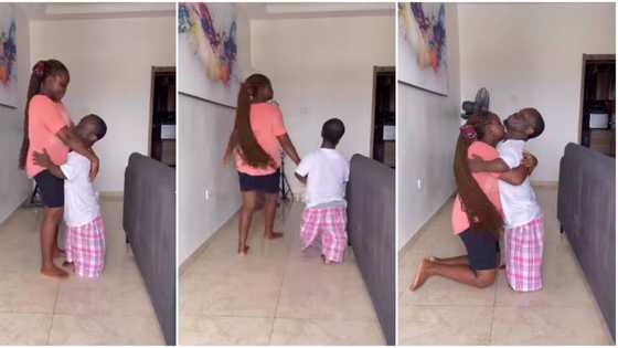 “Let the singles breathe”: Short Nollywood actor Nkubi shows the way he hugs his tall wife, funny video trends
