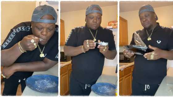 Man who doesn't want to wash dishes wraps spoon & plate with leather before eating, video goes viral