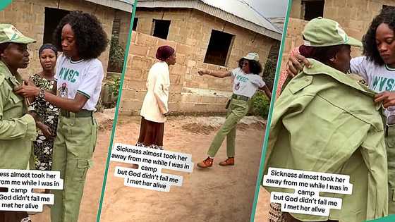 Female corper, last born of 6, salutes widowed mother for her hard work, cries in emotional video