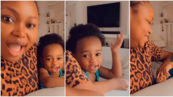 Ruth Kadiri and lookalike daughter melt hearts of Nigerians with adorable video as they sing nursery rhymes