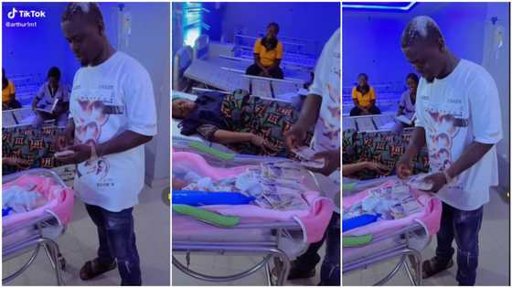 "Dear future husband": Video captures moment happy father sprayed N500 notes on his new baby's bed