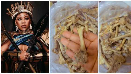 The Woman King: Toyin Lawani's crown for premiere made from chicken bones