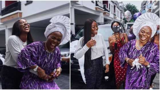 Media personality Tomike Adeoye surprises mother with brand new car for being selfless (photos)