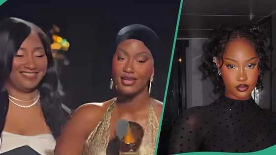 Tems almost moved to tears as she celebrates mother's birthday on Grammy stage: "Love you mum"